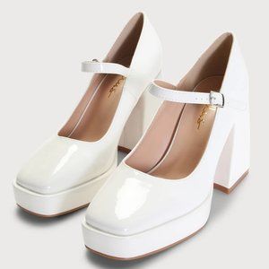 Host Pick! 🎉 Lulu's Maryloo White Patent Platform Mary Jane Pumps